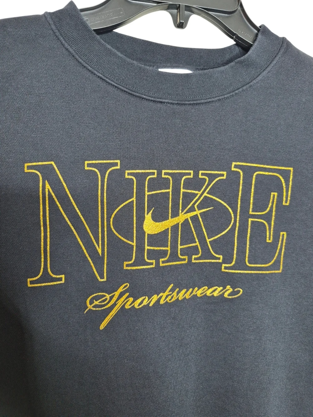 Nike Sportswear Gold Metallic Shimmer Logo Sweatshirt Black Womens Small